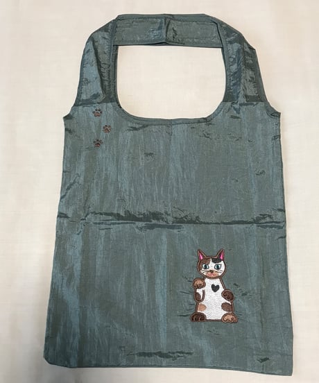 招き猫刺繍バッグ （三毛猫)