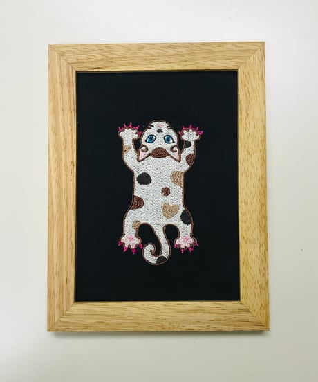 猫ちゃん刺繍画(2Lサイズ） No.６（三毛猫１）