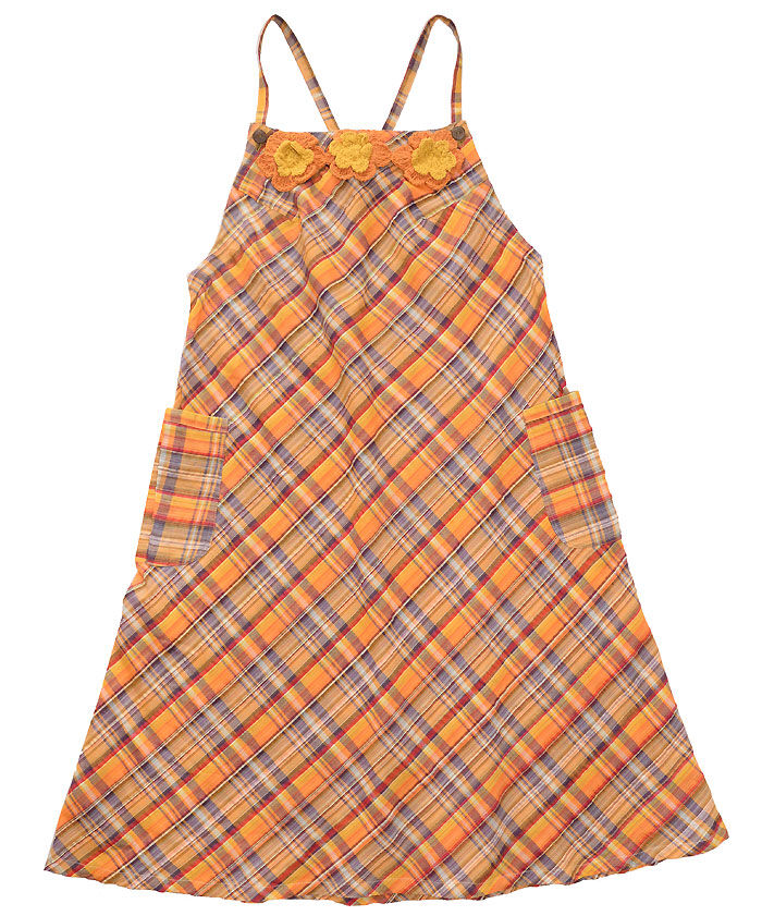 GASA grue ガサグルー チェックワンピース 綿100％ 　オレンジ インド綿オレンジチェックワンピース | A-rue OnlineShop