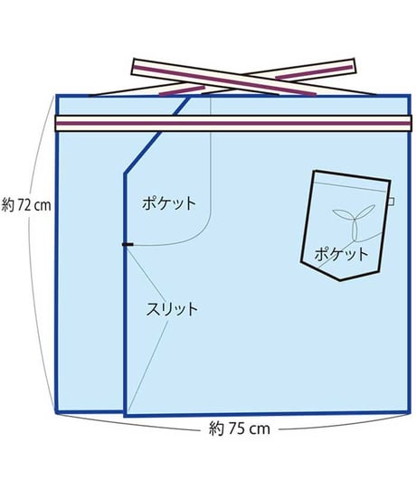 綿麻プリントエプロン(リーフ柄）