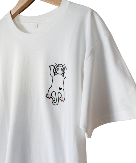 刺繍Tシャツ (フライングCAT・6oz/ブラック）