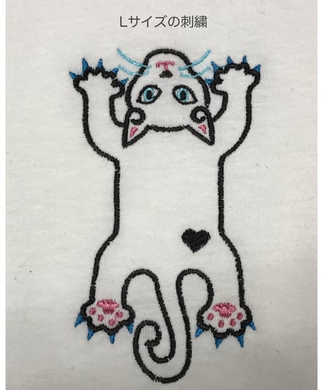 刺繍Tシャツ (フライングCAT・6oz/ホワイト）