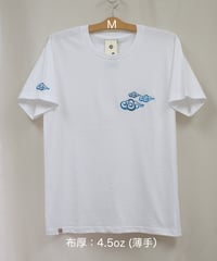 刺繍Tシャツ (アジアンクラウド・4.5oz薄手/ホワイト）