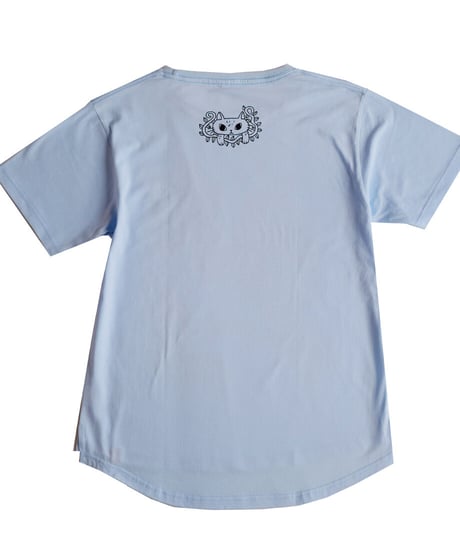 森の猫 Tシャツ (ブルー）