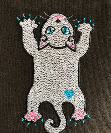 刺繍サコッシュ (CAT- No.1１)グレー猫