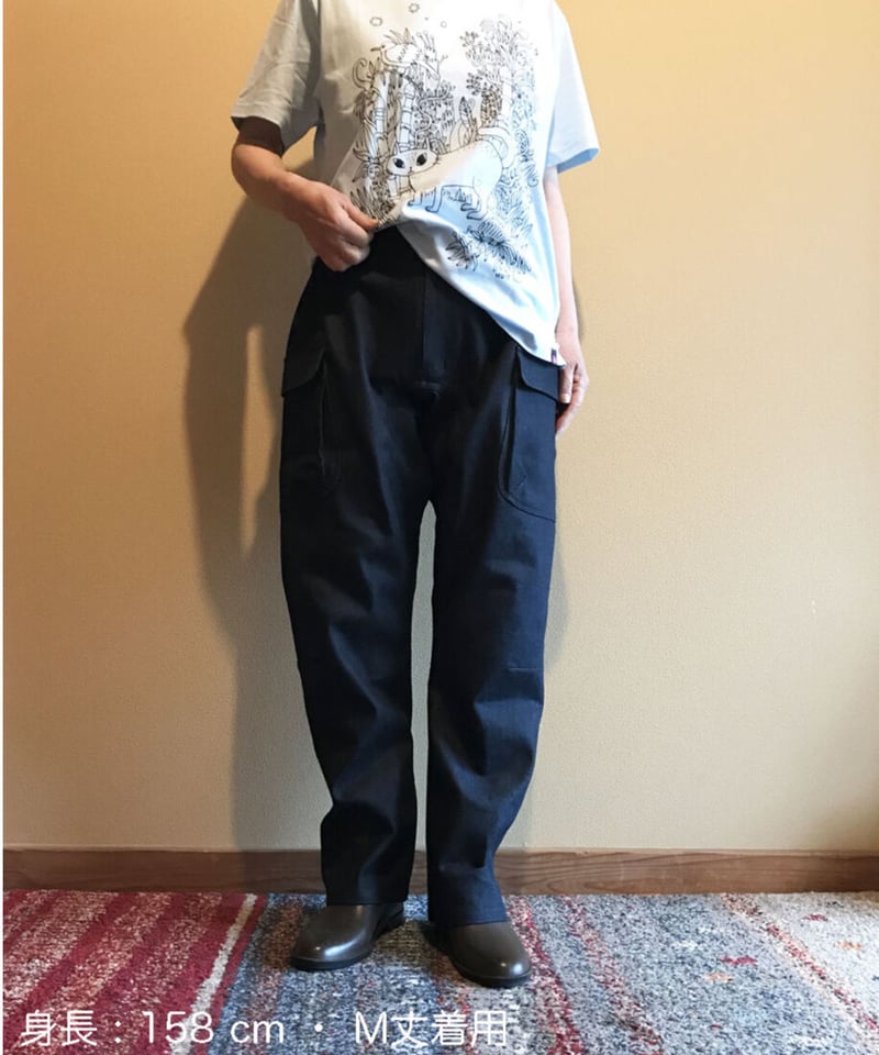 デニムワークパンツ（濃紺：ムラデニム）普通~厚手 11oz くらい | A