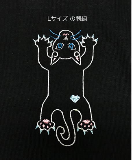 刺繍Tシャツ (フライングCAT・6oz/ブラック）