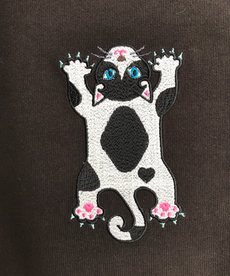 刺繍サコッシュ (CAT- No.5)黒ハチワレ２