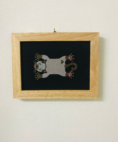 猫ちゃん刺繍画(2Lサイズ） No.８（シャム１）