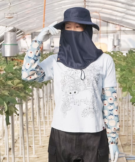 竹炭ファイバー垂れ付き帽子（ネイビー）