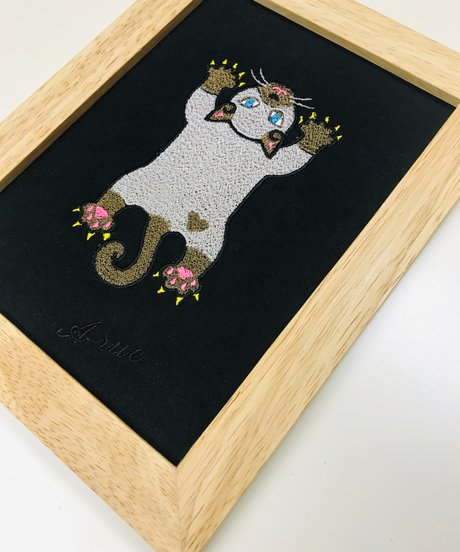 猫ちゃん刺繍画(2Lサイズ） No.８（シャム１）