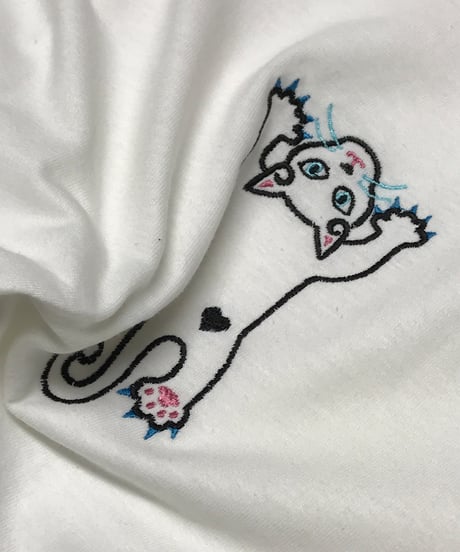 刺繍Tシャツ (フライングCAT・6oz/ホワイト）