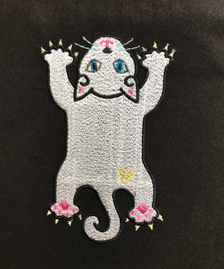 刺繍サコッシュ (CAT- No.1２)白猫オッドアイ