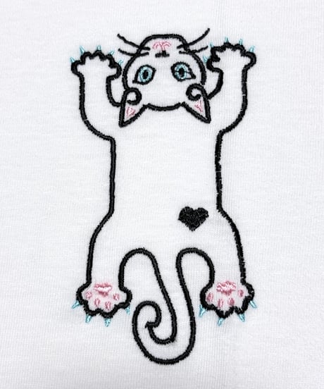 刺繍Tシャツ (フライングCAT・6oz/ブラック）