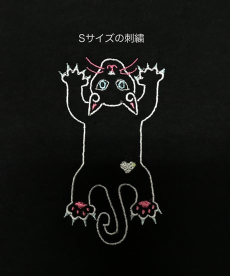 刺繍Tシャツ (フライングCAT・6oz/ブラック）
