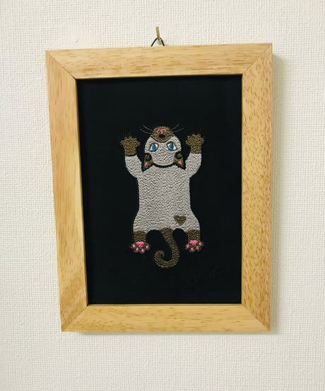 猫ちゃん刺繍画(2Lサイズ） No.9 (シャム２）
