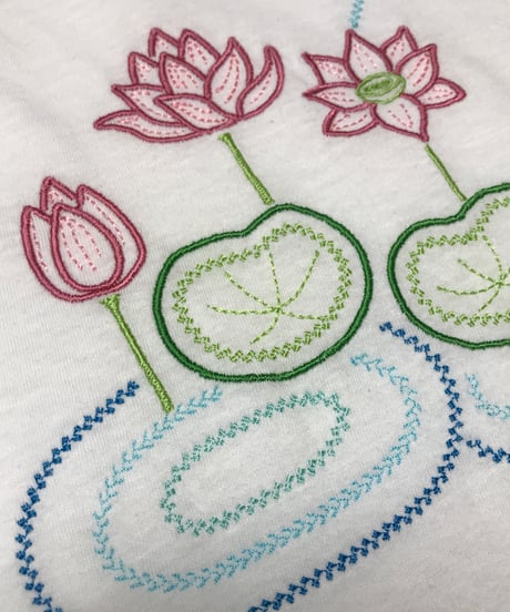 ロータス刺繍Tシャツ No.2 ( ロータス / 4.5oz ）