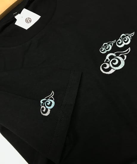 刺繍Tシャツ (アジアンクラウド・6oz/ブラック）