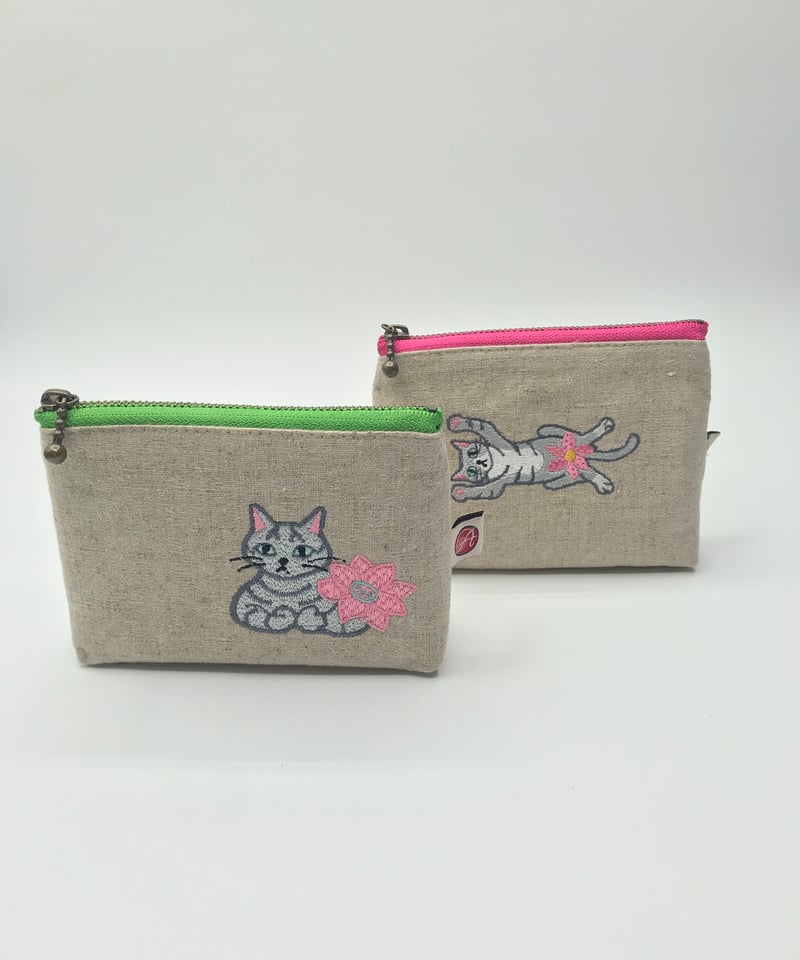 刺繍ポーチ（グレートラ猫） | A-rue OnlineShop