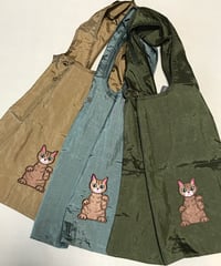 招き猫刺繍バッグ （茶トラ)