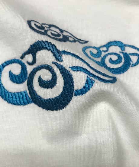 刺繍Tシャツ (アジアンクラウド・6oz/ホワイト）