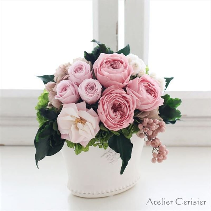 アンティーク ピンク パニエ　ボックス　布花　すみれ 67bb2f464954bea3b2a0227d41782a