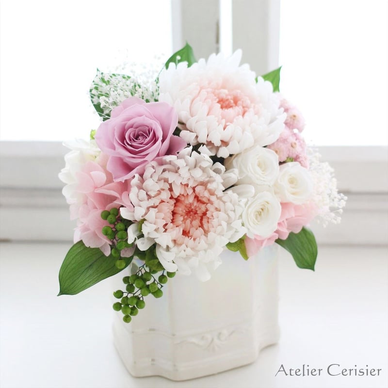 専用 その様♪プリザーブドフラワー お供え 仏花 プリザーブドフラワー 仏花 お供え花 禅～ZEN～（ぜん）花器付と