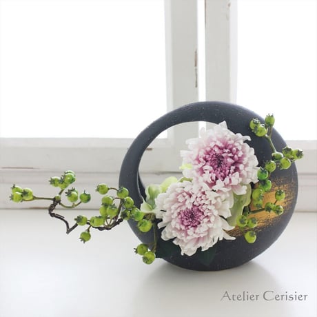 白薄紫菊の仏花＜あけぼの Sサイズ＞ プリザーブドフラワー