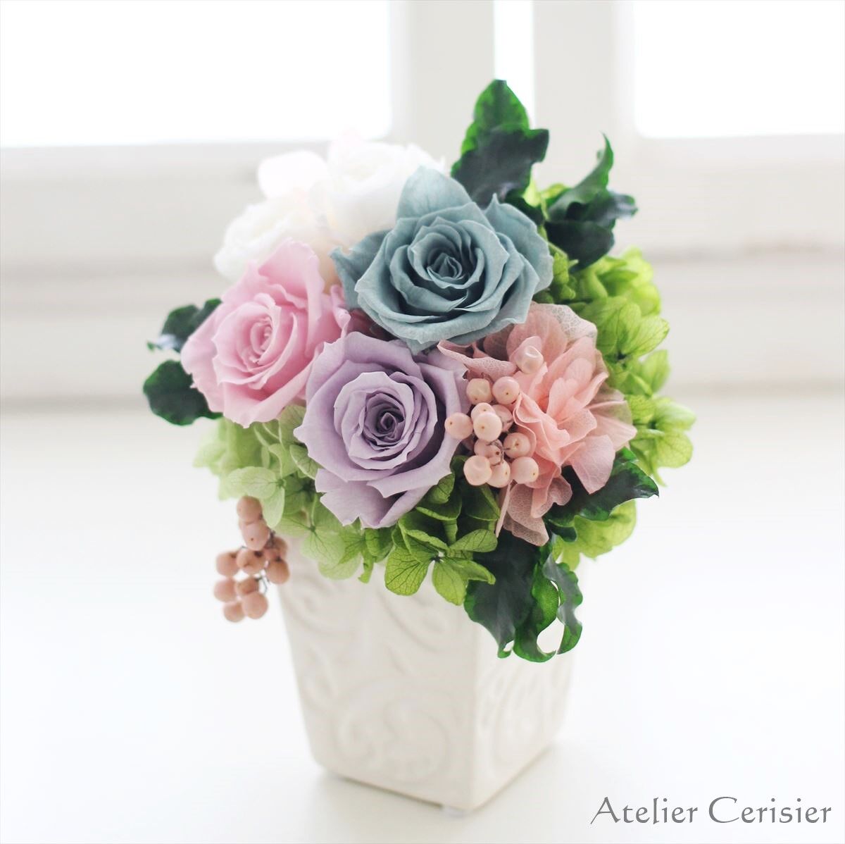 プリザーブドフラワー＜アラベスク＞くすみ色 ピンク ラベンダー