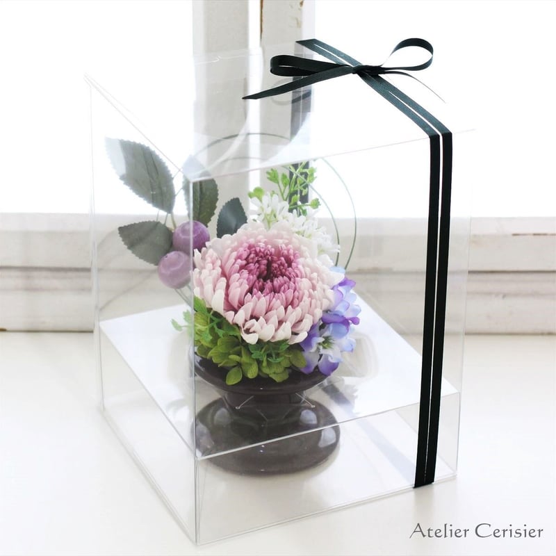 大輪菊の仏花 Sサイズ（紫白菊）お供え花 ＜プリザーブドフラワー