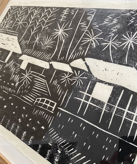 WOOD CUT PRINT -A villa-