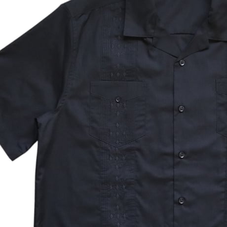 S〜L Cubavera Embroidered Guayabera Shirts Black