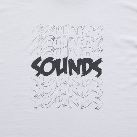 M~XL Sounds Stacks T Shirts White × Chacoal Grey