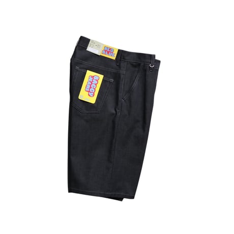 Ｗ32～34 Neo Blue Baggy Pleated Denim Shorts Shadow Black