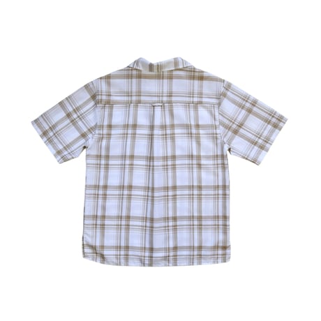 XL True Rock Open Collar Check Shirts White × Beige