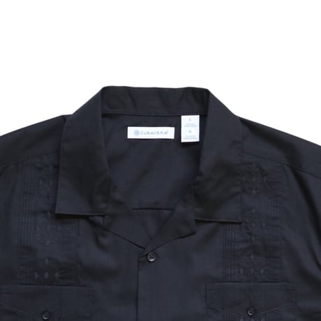 S〜L Cubavera Embroidered Guayabera Shirts Black