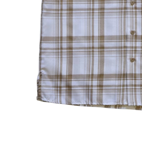 XL True Rock Open Collar Check Shirts White × Beige