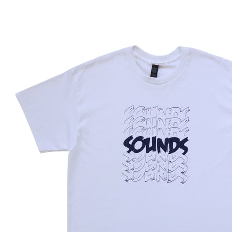 M~XL Sounds Stacks T Shirts White × Navy