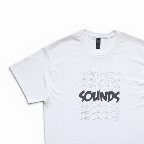 M~XL Sounds Stacks T Shirts White × Chacoal Grey