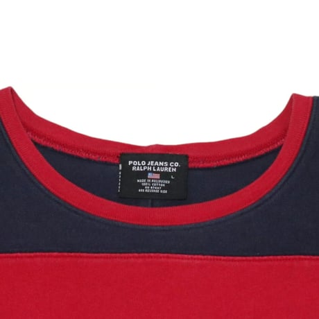L Polo Jeans Logo T Shirts Red × Navy