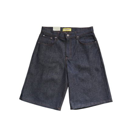 Ｗ32 Neo Blue Super Baggy Denim Shorts Supar Dark