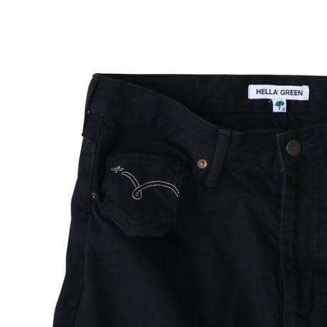 L〜XL Hella Green 5 Pocket Denim Pants Black
