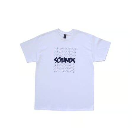 M~XL Sounds Stacks T Shirts White × Navy