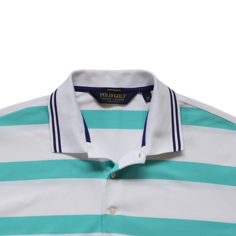 M Polo Golf Border Polo Shirts White × Turquoise