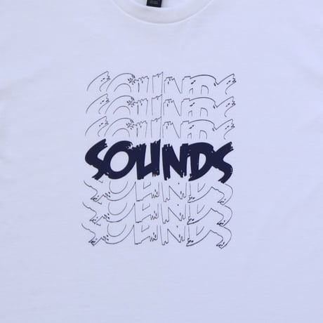 M~XL Sounds Stacks T Shirts White × Navy