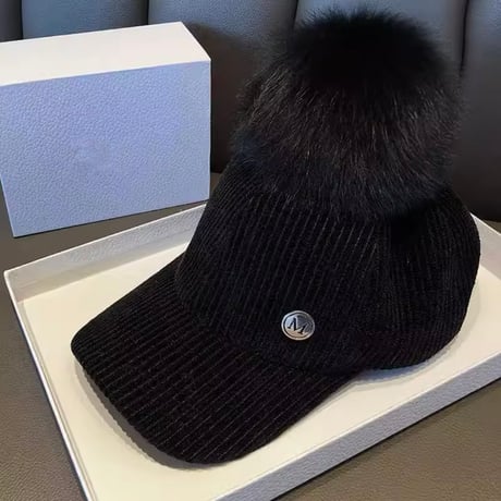 コーデュロイポンポンキャップ