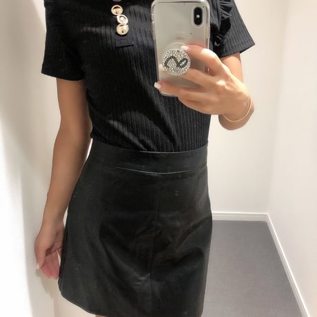 Mサイズeco leather skirt