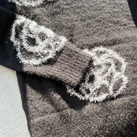 即納モヘアキラキラフラワーニット