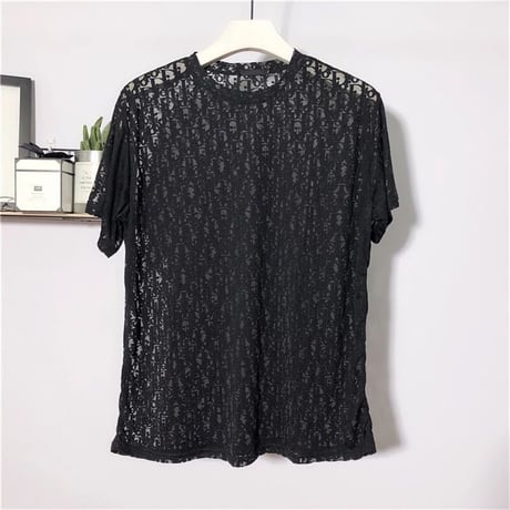 DレースシルクTシャツ