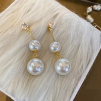 ダブルパールクリスタルピアス